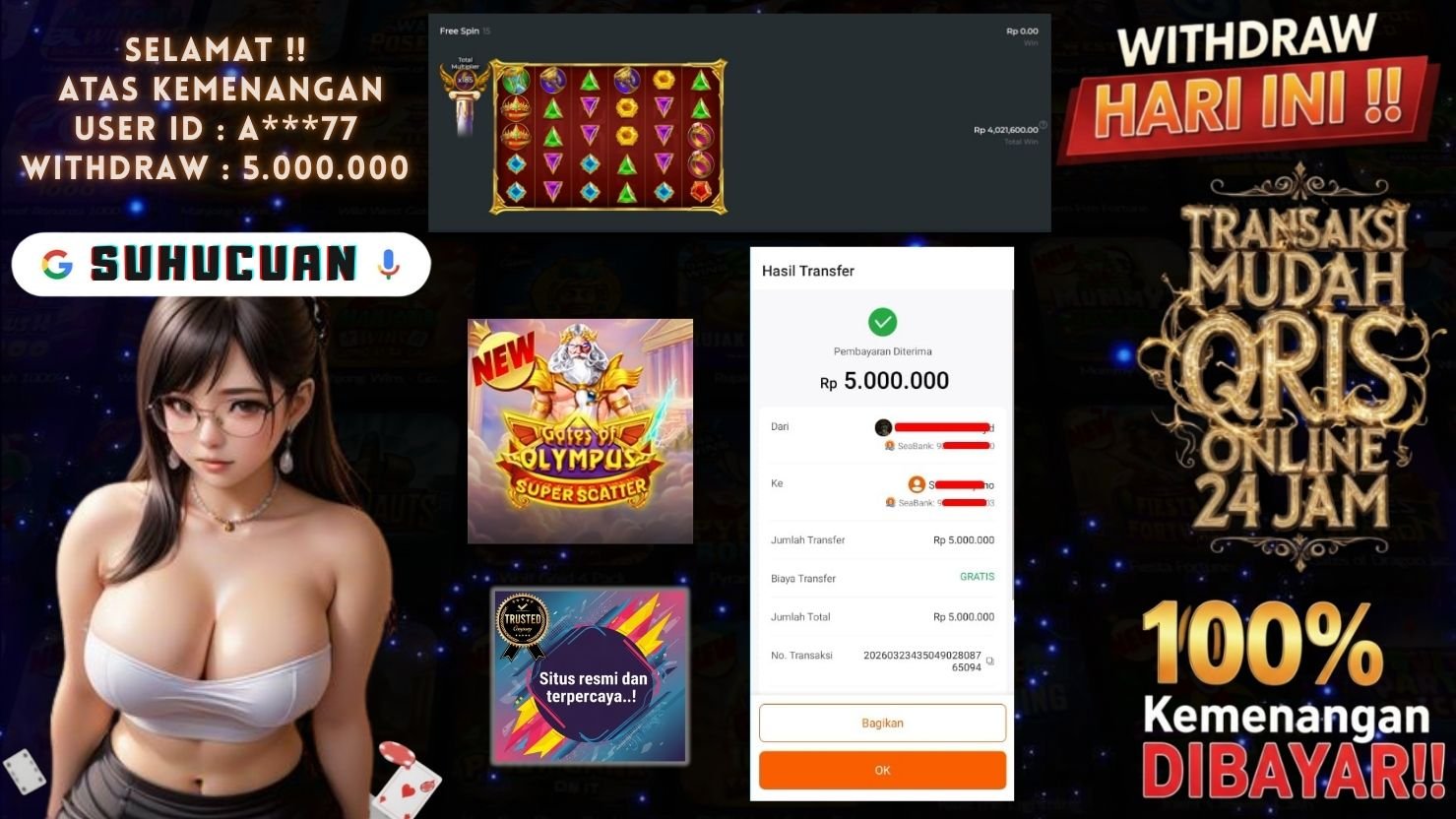 SUHUCUAN JACKPOT SLOT GATES OF OLYMPUS SUPER SCATTER